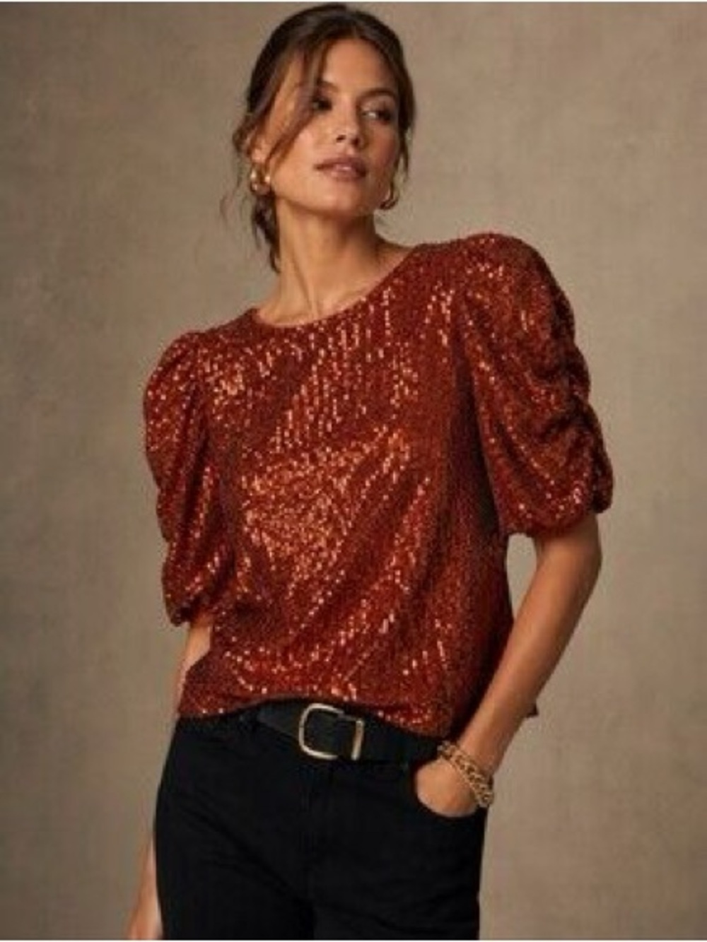 ANTHROPOLOGIE Marie Sequinned Blouse 6